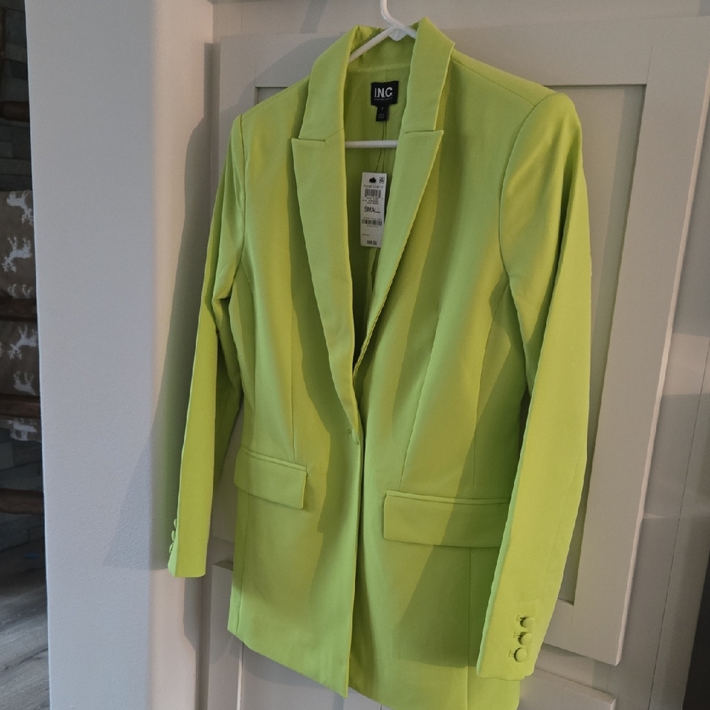 INC International Concepts Women's Vibrant Lime Blazer
